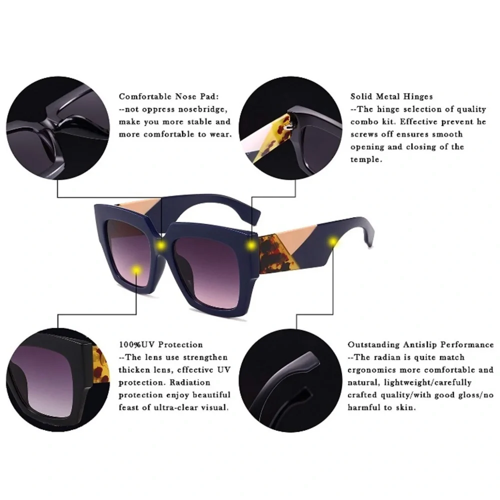 💫LA GAYNOR BLACK OVERSIZED WOMANS SUNGLASSES *NWT